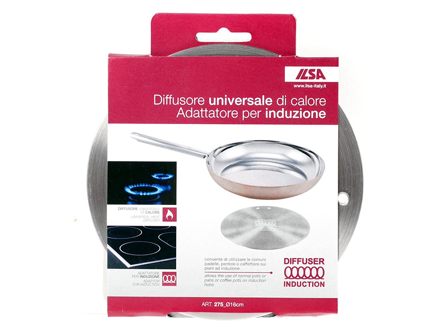 Ilsa diffusore disco universale adattatore di calore per induzione acciaio Inox 16 cm
