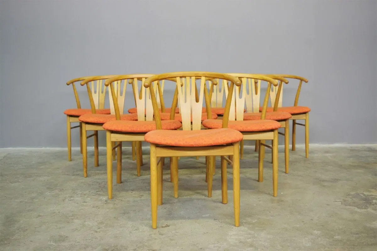 Set 11 sedie in rovere moderne nuove in legno curvato - immagine 2